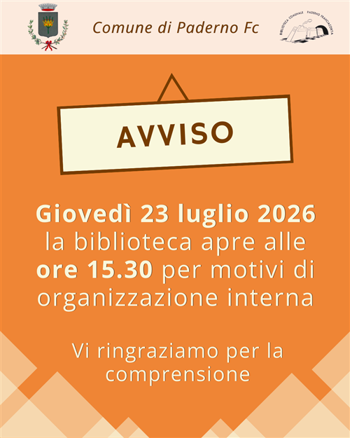 Variazione orario Biblioteca giovedì 23 Luglio